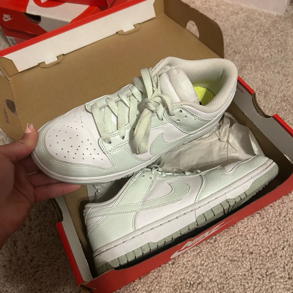 Nike White Athletic Shoes Leather Design